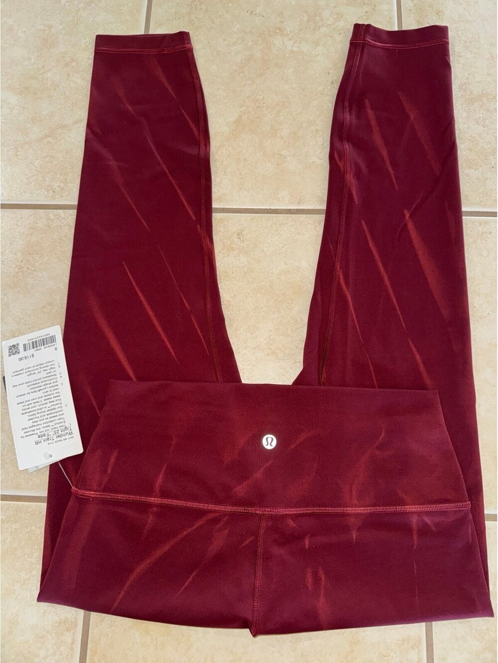 Lululemon Wunder Train High Rise 25ā Sun Bleached Wash Red Merlot Size 8 NWT
